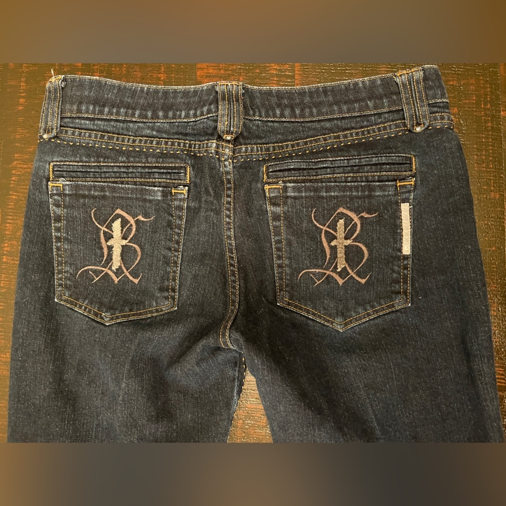Bishop Of Seventh Jeans Size 31 Anthropologie Y2K Jeans Low Rise Bootcut Dark - Picture 10 of 16